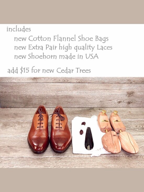 $695 Neiman Marcus GRAVATI Italian Oxford 9 M Tan/Cognac 18754 * add $15 Trees main image 13